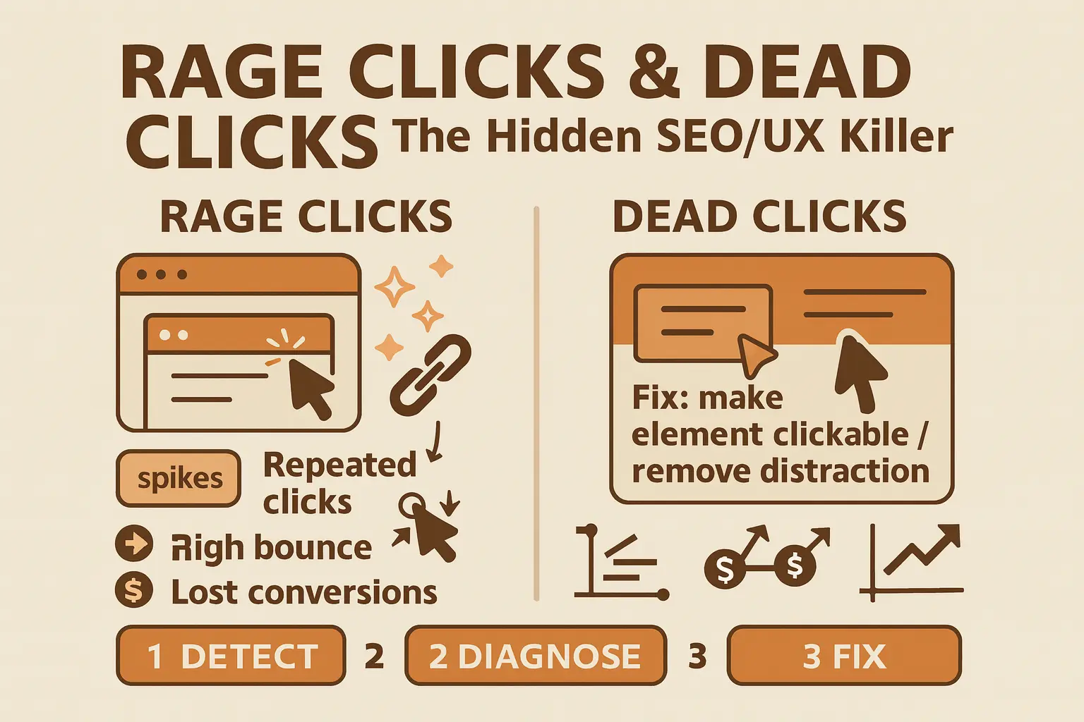 Rage click and dead click patterns